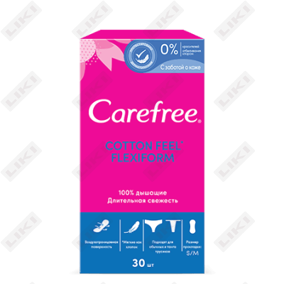Прокладки ежедневные Carefree Cotton feel flexi form 30 шт.