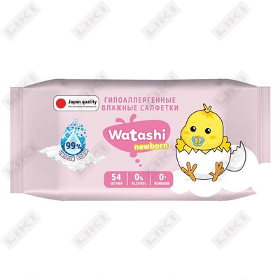 Салфетки влажные детские Watashi гипоаллергенные 54 шт.