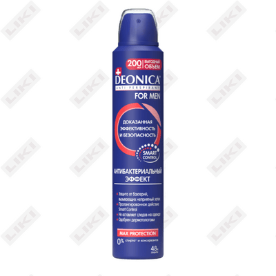 Deodorant antiperspirant spreyi deonica erkaklar uchun antibakterial 200 ml