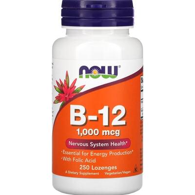 Now Витамин В12 и фолиевая кислота леденцы по 1000 мкг №250