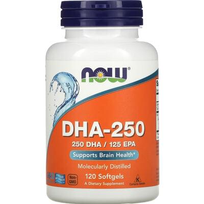 Now DHA-250 Омега Докозагексаеновая кислота (ДГК) капсулы №120