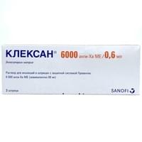 Kleksan in'ektsiya eritmasi 6000 anti-Xa IU/0,6 ml № 2 (shpritslar)