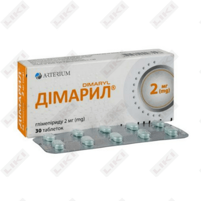Димарил таблетки по 2 мг №30 (3 блистера x 10 таблеток)