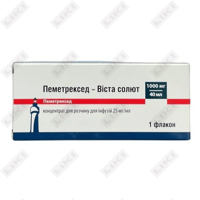 Пеметрексед-Виста солют конц. д/инф. по 40 мл (флакон)
