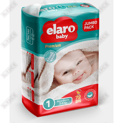 Подгузники Elaro размер 1, 2-5 кг, 72 шт.