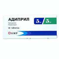 Adipril  tabletkalari 5 mg / 5 mg №30 (3 blister x 10 tabletka)