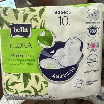 Прокладки гигиенические Bella Flora зеленый чай 10 шт.