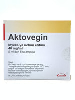 Aktovegin (Actovegin) in'ektsiya uchun eritma 40 mg/ml, 5 ml №5 (ampulalar)