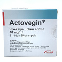 Aktovegin (Actovegin) in'ektsiya uchun eritmasi 40 mg/ml, 2 ml №25 (ampulalar)