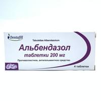 Albendazol (Albendazole) Dentafill Plus tabletkalari 200 mg №4 (1 blister)