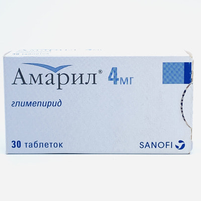 Amaril tabletkalari 4 mg №30 (2 blister x 15 tabletka)