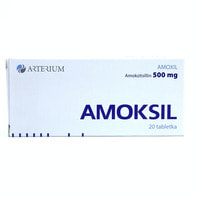 Amoksil (Amoksil) tabletkalari 500 mg №20 (2 blister x 10 tabletka)