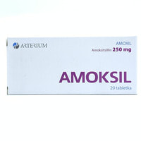 Amoksil (Amoksil) tabletkalari 250 mg №20 (2 blister x 10 tabletka)