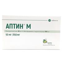 Aptin M  plyonka bilan qoplangan tabletkalar 50/850 mg №30 (3 blister x 10 tabletka)