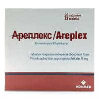 Arepleks (Areplex) plyonka bilan qoplangan planshetlar 75 mg №28 (2 blister x 14 tabletka)