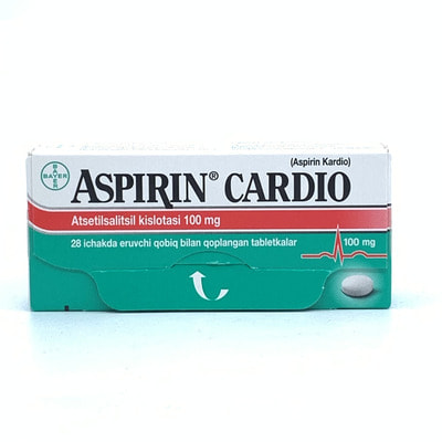 Aspirin Kardio ichak bilan qoplangan tabletkalar 100 mg №28 (2 blister x 14 tabletka)