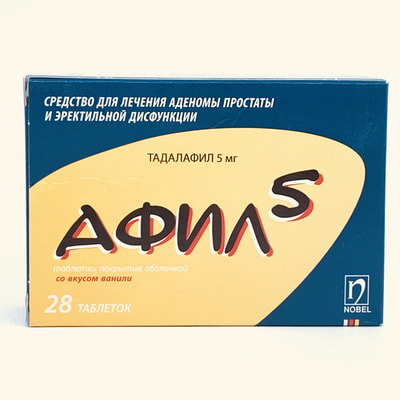 Afil 5  qoplangan tabletkalar 5 mg №28 (2 blister x 14 tabletka)