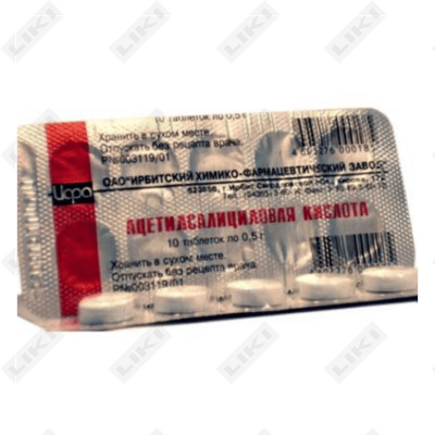 Asetilsalitsil kislotasi (Acetylsalicylic acid) Irbit HFZ tabletkalari 500 mg №10 (1 blister)