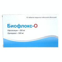 Biofloks-O  plyonka bilan qoplangan planshetlar 200 mg + 500 mg №10 (1 blister)