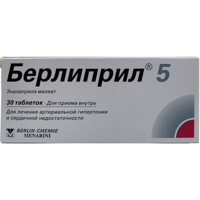 Berlipril 5 tabletkalari 5 mg №30 (3 dona blister x 10 tabletka)