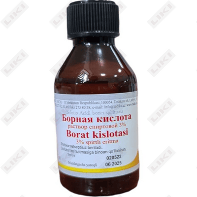 Borik kislotasi  (Boric acid)  Radiks spirtli eritmasi 3%, 25 ml (shisha)