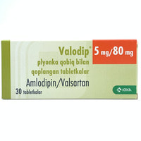 Valodip  plyonka bilan qoplangan planshetlar 5 mg / 80 mg №30 (3 blister x 10 tabletka)