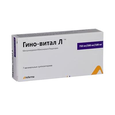 Gino-Vital L vaginal süpozituarlari 750 mg / 200 mg / 100 mg №7 (1 blister)