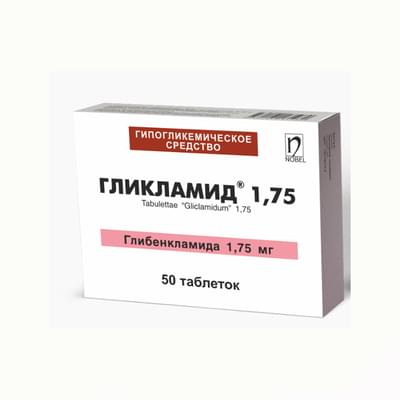Гликламид 1,75 таблетки по 1,75 мг №50 (2 блистера х 25 таблеток)