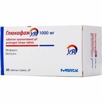 Глюкофаж XR таблетки по 1000 мг №60 (6 блистеров х 10 таблеток)