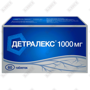 Detraleks (Detralex) plyonka bilan qoplangan planshetlar 1000 mg №60 (6 blister х 10 tabletka)