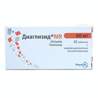 Diaglizid MR modifikatsiyalangan chiqarilish tabletkalari 60 mg №30 (3 blister x 10 tabletka)