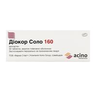 Диокор Соло 160 таблетки по 160 мг №30 (3 блистера x 10 таблеток)