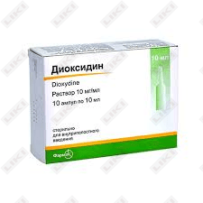 Dioksidin (Dioxydin) Novosibkhimfarm eritmasi intrakavitar yuborish, mahalliy va tashqi foydalanish uchun 10 mg / ml, 10 ml № 10 (ampulalar)