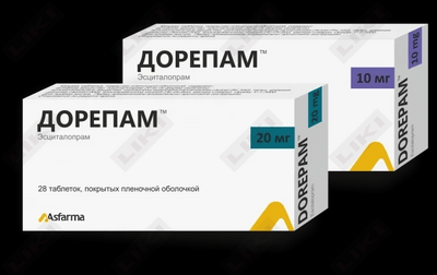 Dorepam  plyonka bilan qoplangan planshetlar 10 mg №28 (2 blister х 14 tabletka)