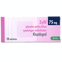 Zilt plyonka bilan qoplangan planshetlar 75 mg №28 (4 blister x 7 tabletka)