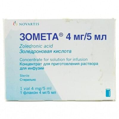 Zometa infuzion eritma uchun konsentrat 4 mg / 5 ml, 5 ml (flakon)