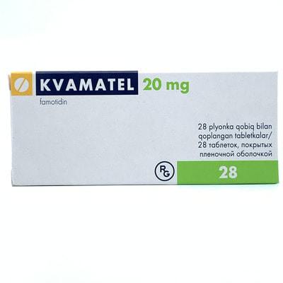 Kvamatel plyonka bilan qoplangan planshetlar 20 mg №28 (2 blister x 14 tabletka)