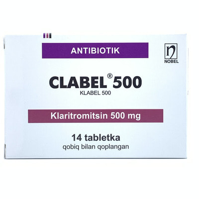 Klabel 500 mg plyonka bilan qoplangan №14 tabletkalar (2 blister x 7 tabletka)