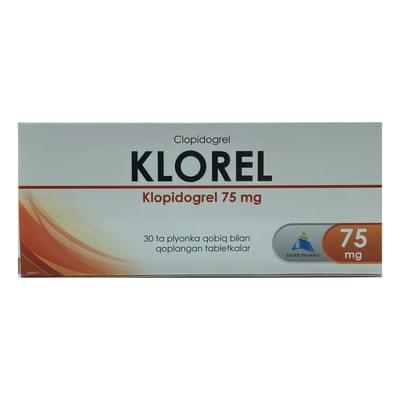 Klorel  plyonka bilan qoplangan planshetlar 75 mg №30 (3 blister x 10 tabletka)