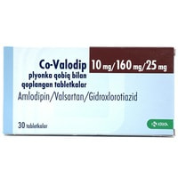 Ko-Valodip  plyonka bilan qoplangan planshetlar 10 mg / 160 mg / 25 mg №30 (3 blister x 10 tabletka)