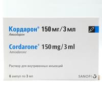 Кордарон раствор д/ин. 150 мг / 3 мл по 3 мл №6 (ампулы)