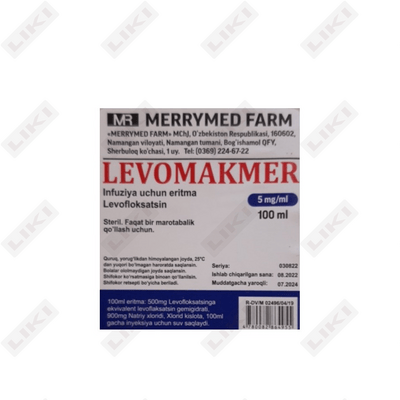 Levomakmer  infuzion eritmasi 5 mg/ml, 100 ml (flakon)