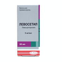 Levosetil  og'iz orqali yuborish uchun tomchilar 5 mg / ml, 20 ml (flakon)