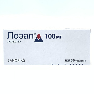 Лозап таблетки по 100 мг №30 (3 блистера х 10 таблеток)