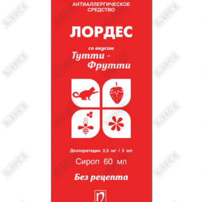 Lordes siropi 2,5 mg / 5 ml, 60 ml (flakon)