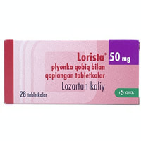Lorista 50 mg plyonka bilan qoplangan planshetlar №28 (2 blister x 14 tabletka)