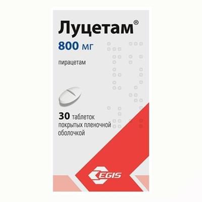 Lutsetam (Lucetam) bilan qoplangan planshetlar 800 mg №30 (flakon)