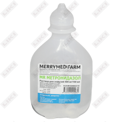 Метронидазол Merrymed Farm раствор д/инф. 500 мг / 100 мл по 100 мл (флакон)