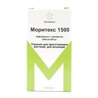 Moriteks 1500 (Moritex 1500) in'ektsiya uchun eritma uchun kukun 1000 mg / 500 mg (flakon)