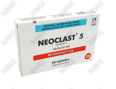 Neoklast chaynash uchun tabletkalar 5 mg №28 (2 blister х 14 tabletka)